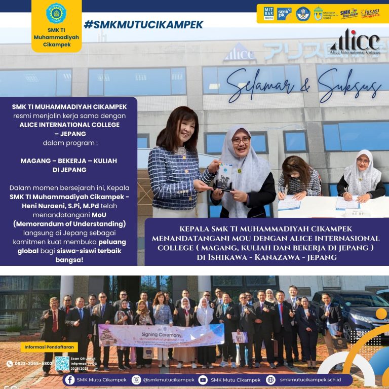 SMK TI Muhammadiyah Cikampek Jalin Kerja Sama Internasional dengan Alice International College Jepang