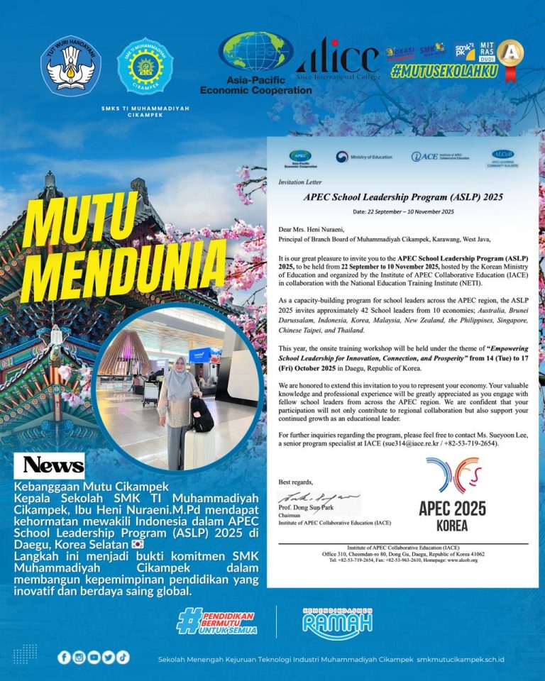 Kepala SMK TI Muhammadiyah Cikampek Wakili Indonesia di APEC School Leadership Program 2025 di Korea Selatan